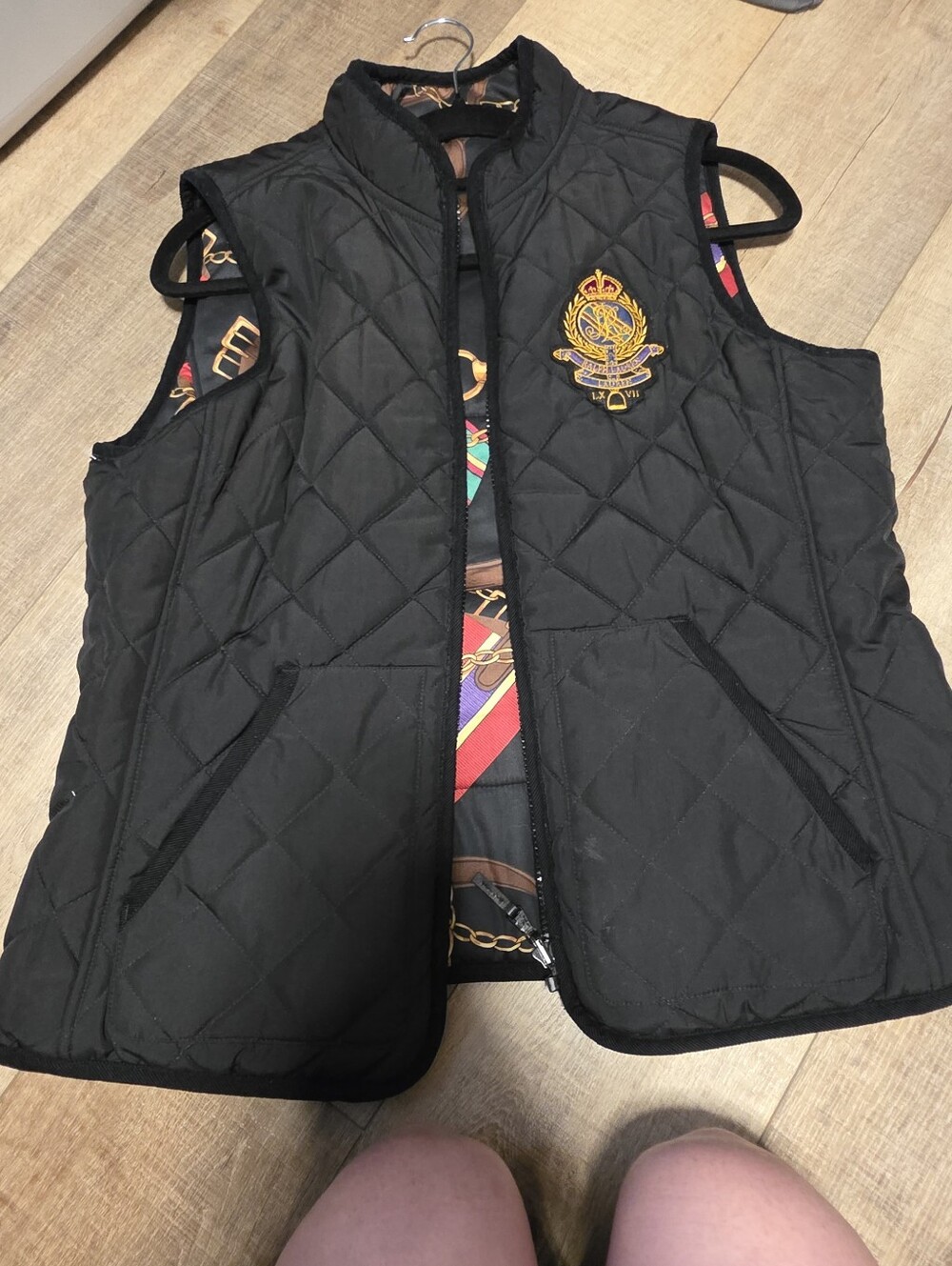 Vintage Lauren Ralph Lauren Reversible Equestrian Print Quilted Vest Size L - Picture 7 of 9
